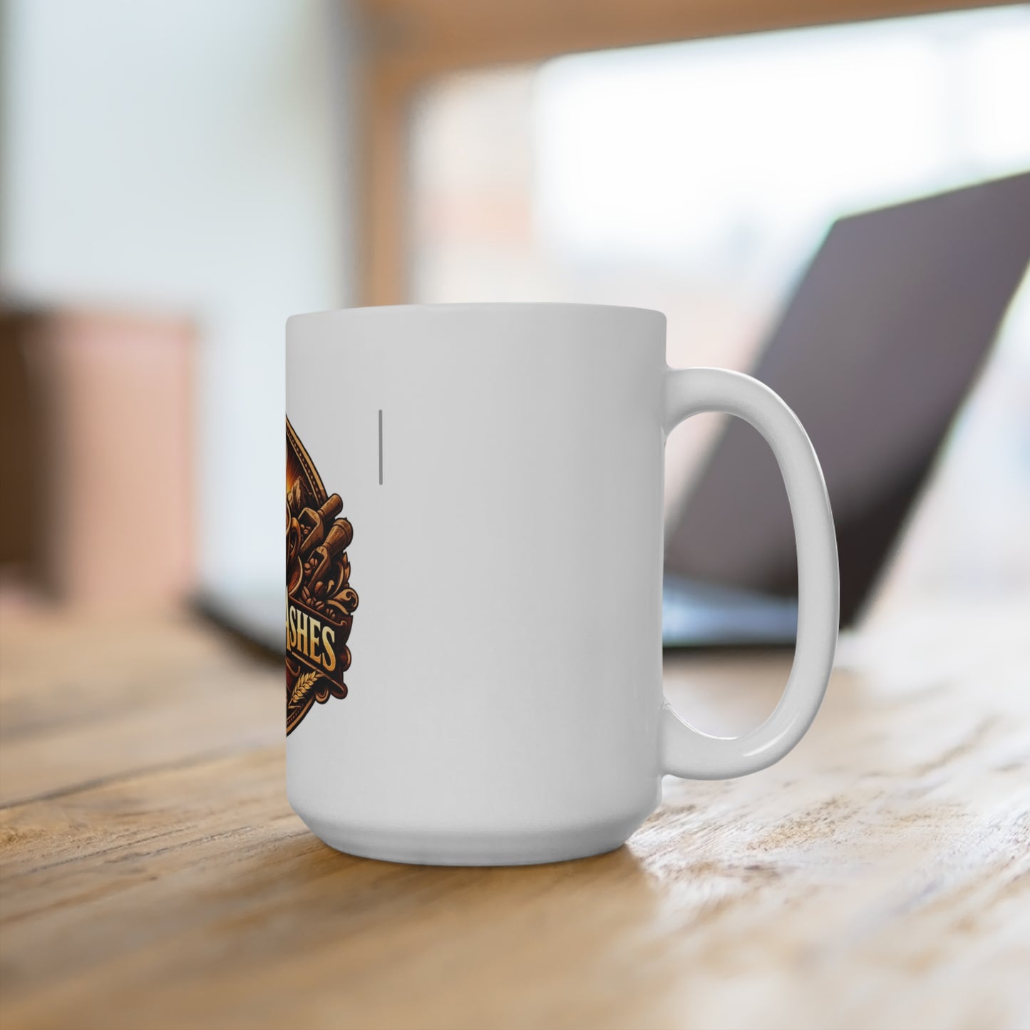 Embers2Ashes 15oz Coffee Mug — Rustic Campfire Logo Mug for Coffee & Tea Lovers