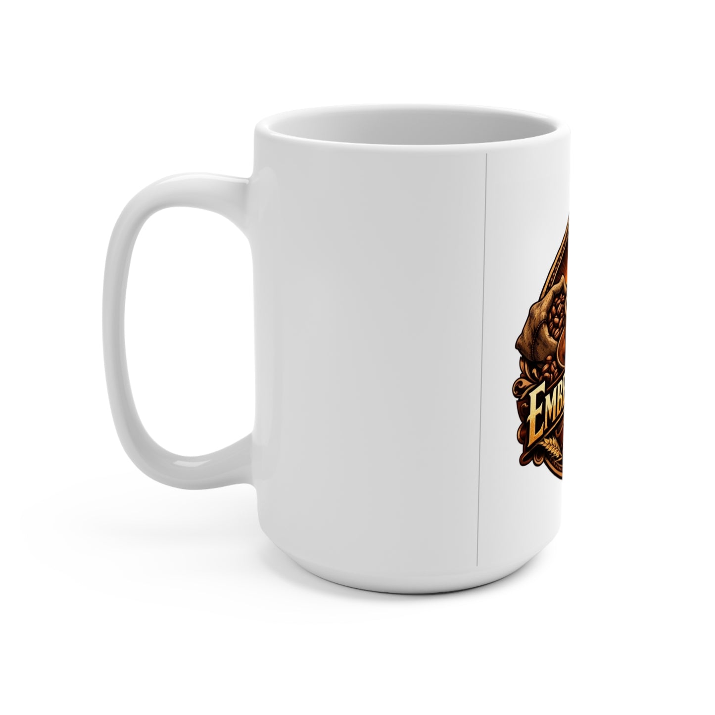 Embers2Ashes 15oz Coffee Mug — Rustic Campfire Logo Mug for Coffee & Tea Lovers